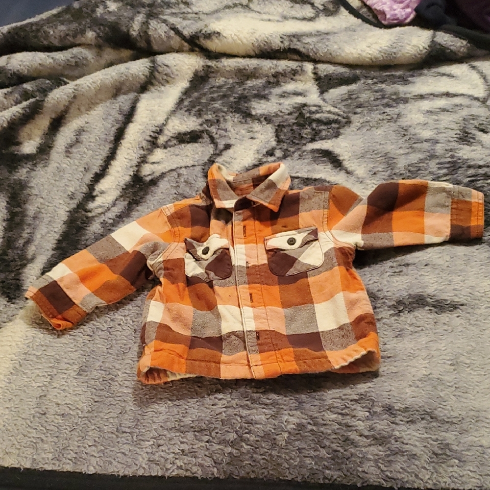 Gymboree Orange and Brown Plaid Button Down Shirt